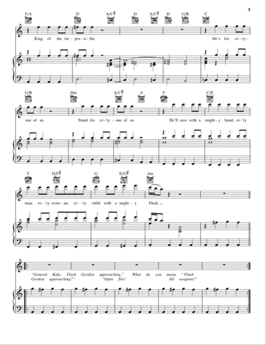 Flash's Theme (Flash) Piano, Vocal, Guitar scores gallery preview page 3