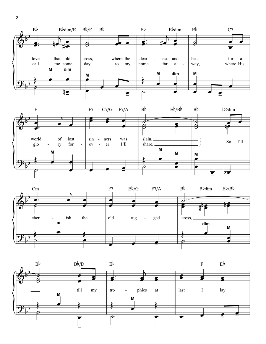 The Old Rugged Cross The Old Rugged Cross Piano scores gallery preview page 2