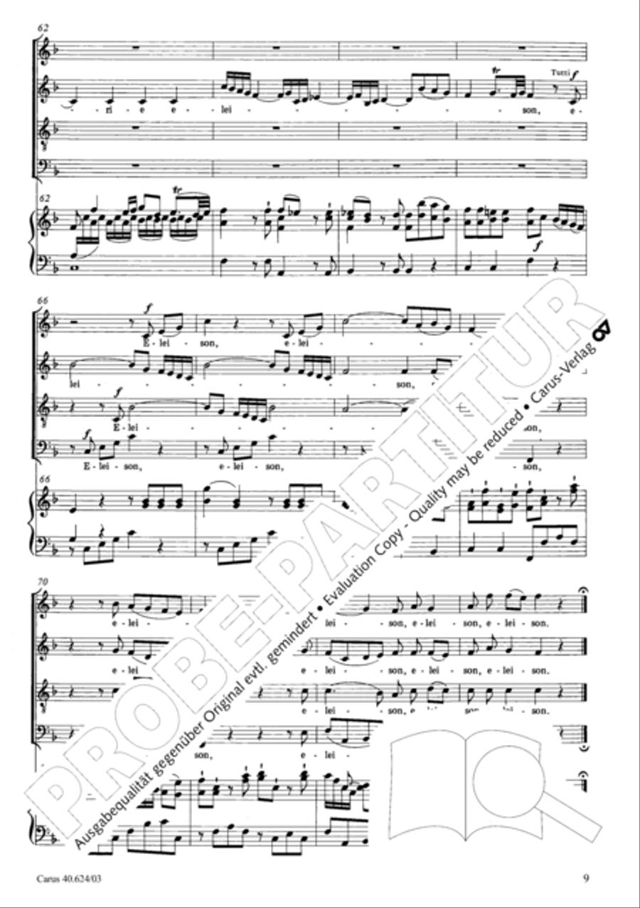 Missa brevis in F major 4-Part scores gallery preview page 10