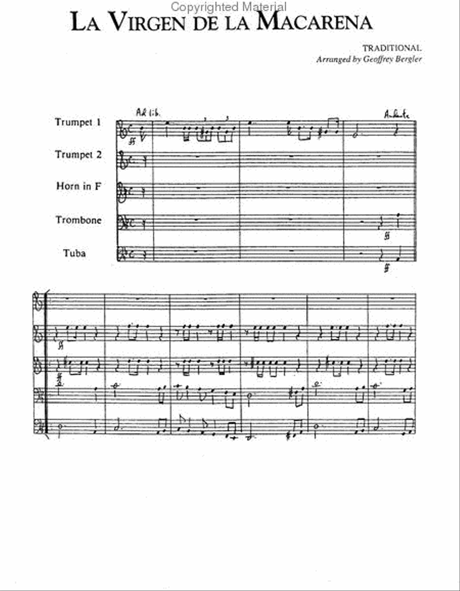 La Virgen De La Macarena for Brass Quintet Brass Quintet scores gallery preview page 3