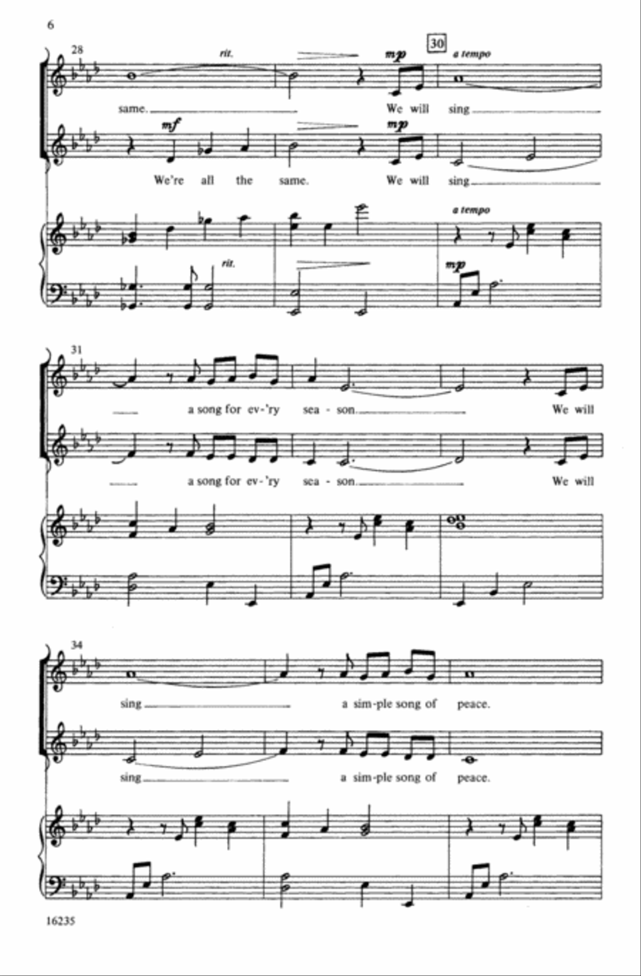 Simple Song of Peace Simple Song of Peace Choir scores gallery preview page 4