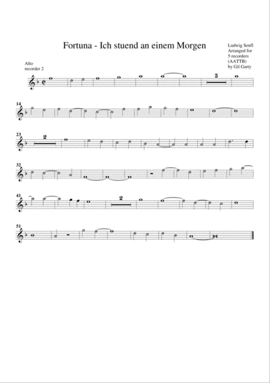 Fortuna - Ich stuend an einem Morgen Recorder scores gallery preview page 4