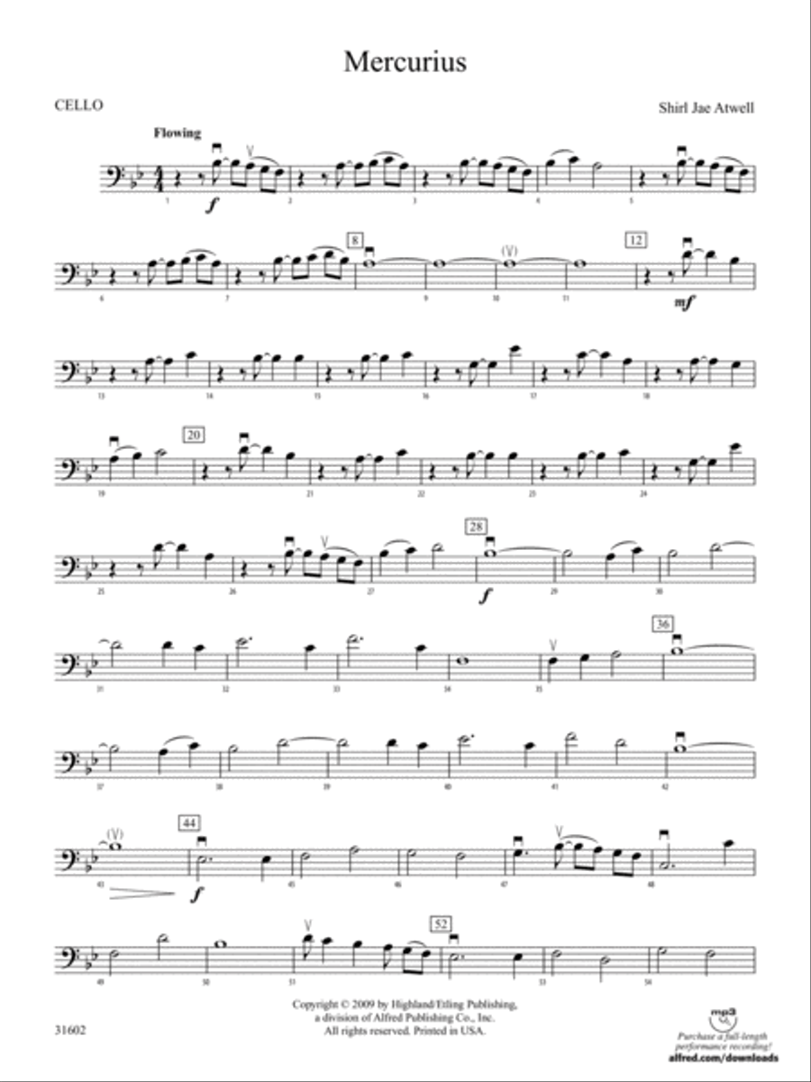 Mercurius: Cello String Orchestra scores gallery preview page 1