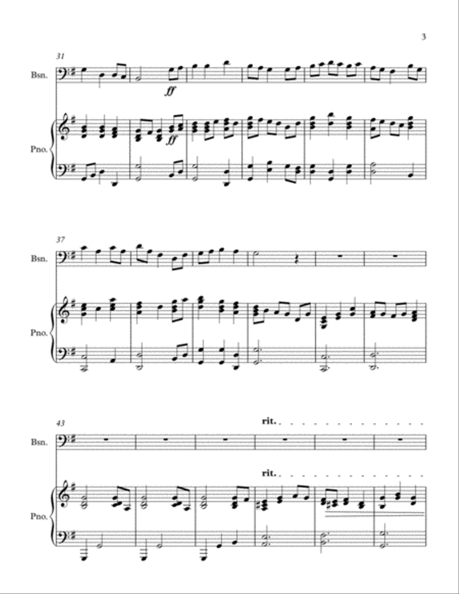 A Medley of Favourite Hymns (bassoon and piano) Bassoon Solo scores gallery preview page 3