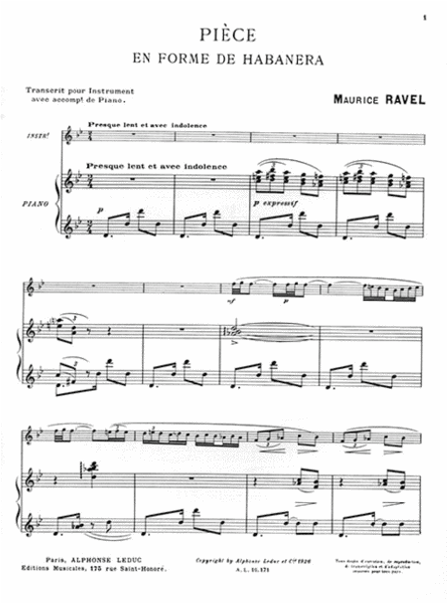 Piece En Forme De Habanera Violon Et Piano Violin Solo scores gallery preview page 2