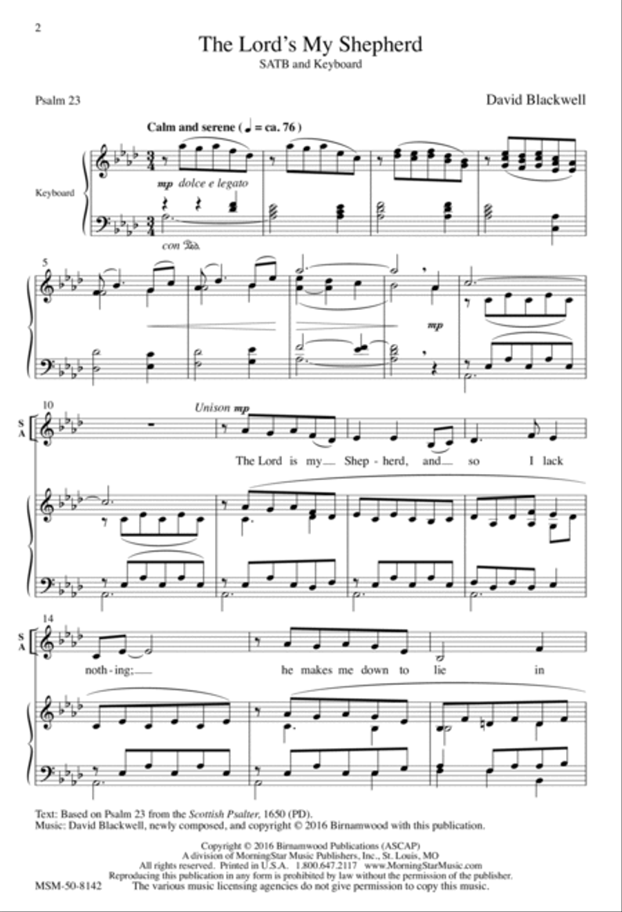 The Lord's My Shepherd 4-Part scores gallery preview page 2