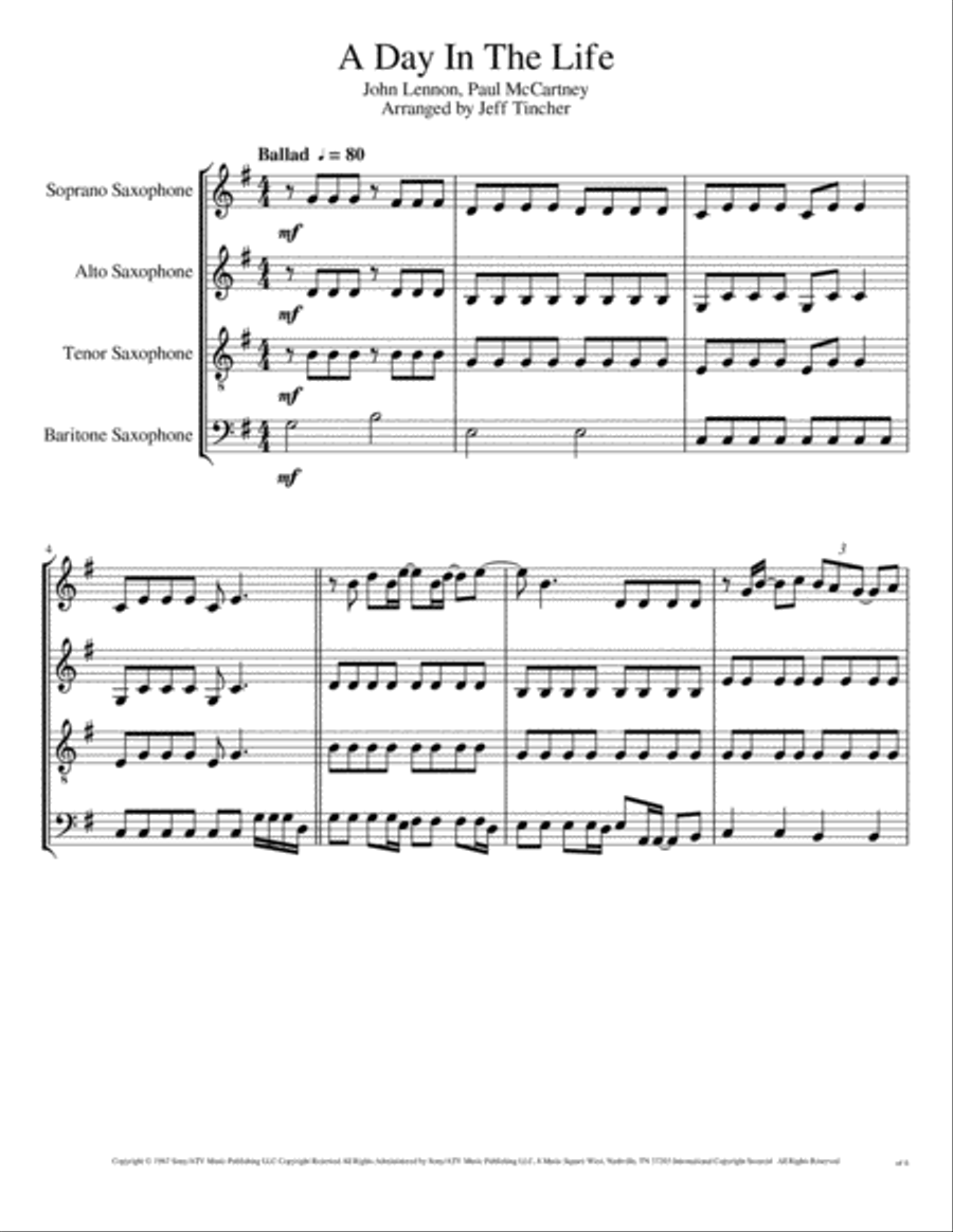 A Day In The Life Woodwind Quartet scores gallery preview page 2