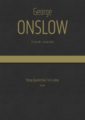 Book cover for Onslow - String Quartet No.7 in G minor, Op.9 No.1