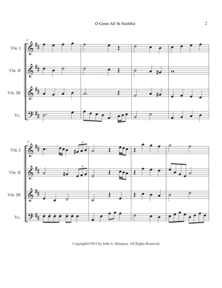 O Come All Ye Faithful (String Quartet): Three Violins and Cello image number null
