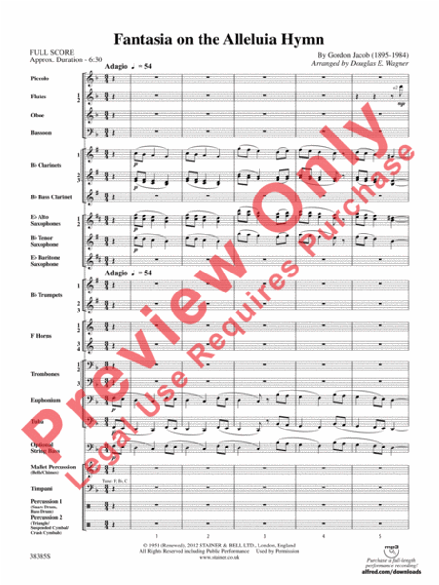 Fantasia on the Alleluia Hymn Concert Band scores gallery preview page 4