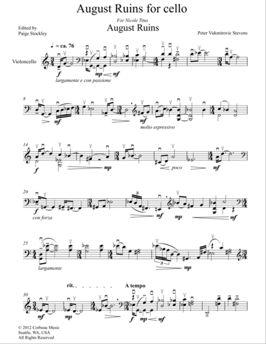 August Ruins Cello Solo scores gallery preview page 1
