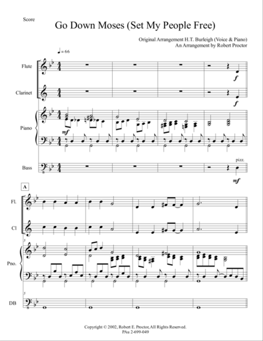 Go Down Moses, Set My People Free Small Ensemble scores gallery preview page 1