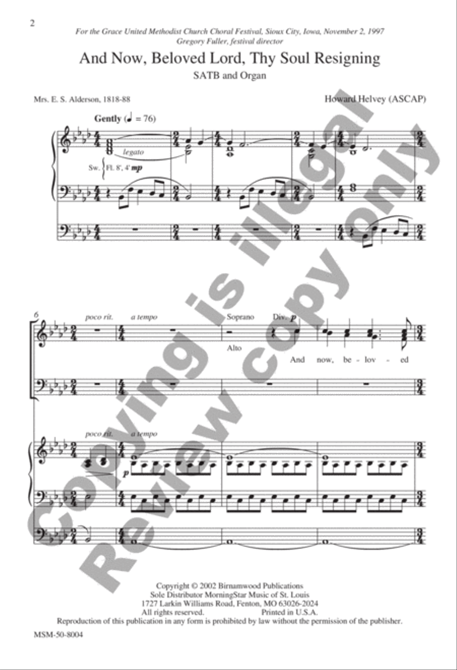 And Now, Beloved Lord, Thy Soul Resigning 4-Part scores gallery preview page 2