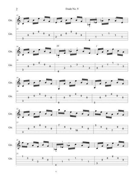 Etude No.9 For Guitar by Neal Fitzpatrick-Tablature Edition image number null