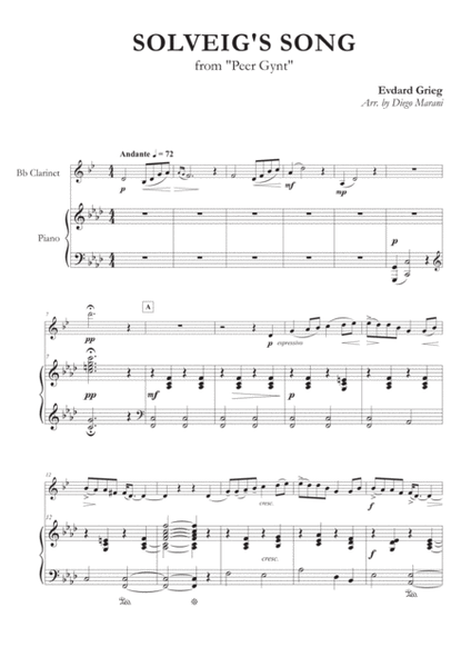 Solveig's Song from "Peer Gynt" for Clarinet and Piano image number null