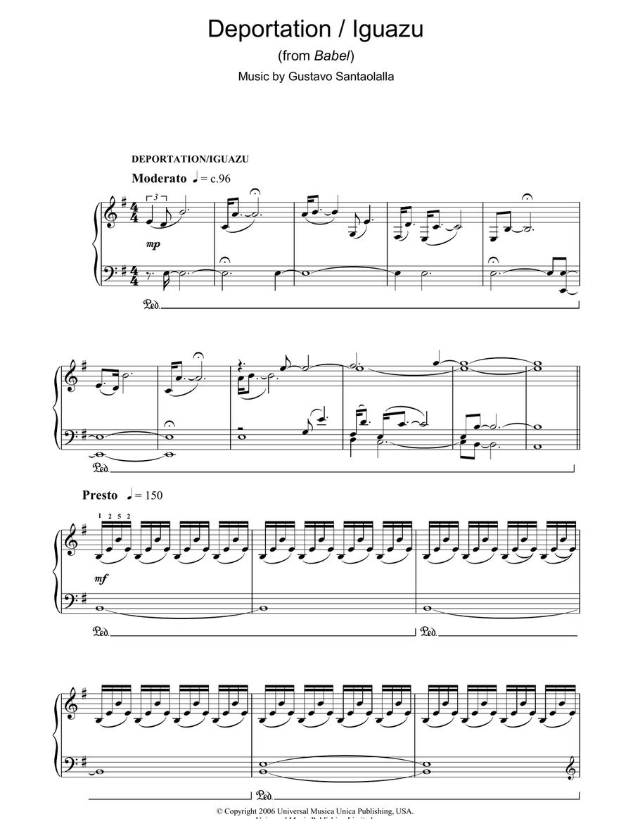 Deportation/Iguazu (from Babel) Piano Solo scores gallery preview page 1