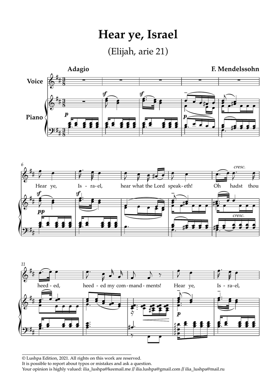 Hear ye, Israel Piano, Vocal scores gallery preview page 3