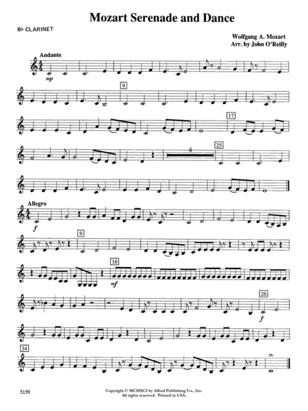 Mozart Serenade and Dance: 1st B-flat Clarinet