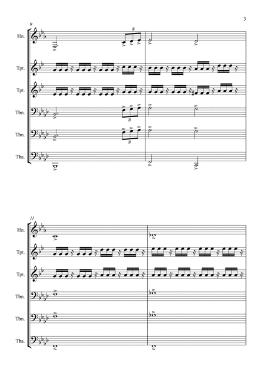 Loki Green Theme Brass Ensemble scores gallery preview page 3