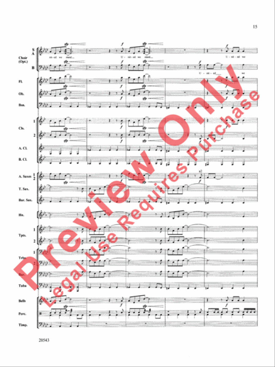 United We Stand (An American Medley) Concert Band scores gallery preview page 16