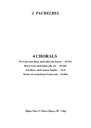 Book cover for PACHELBEL - 4 CHORALS - For Organ