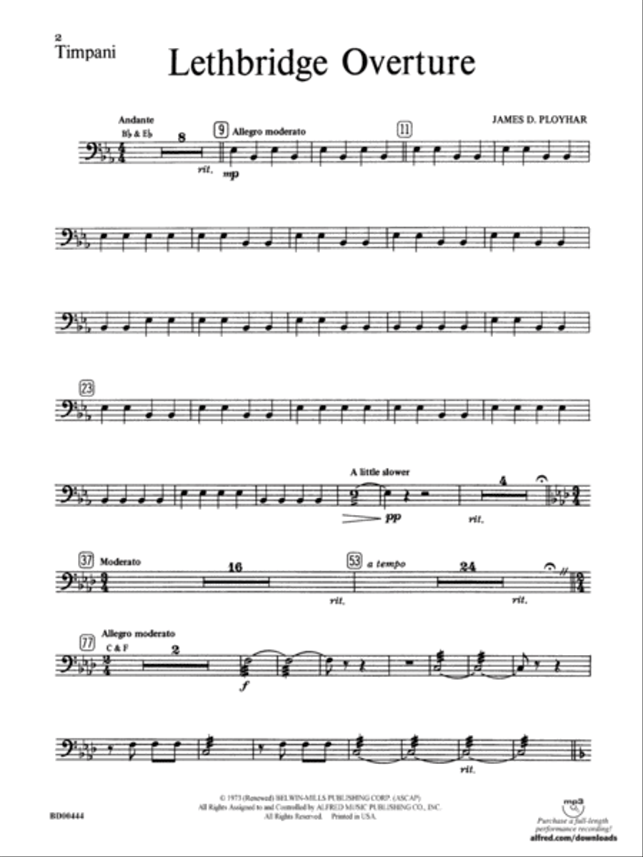 Lethbridge Overture: Timpani Concert Band scores gallery preview page 1