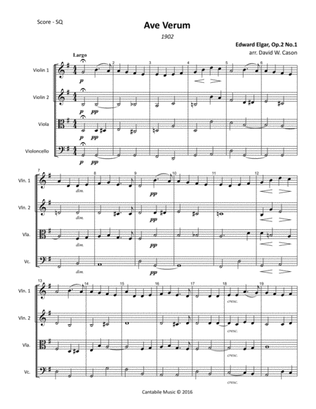 Ave Verum Op.2, No.1 (Elgar) STRING QUARTET