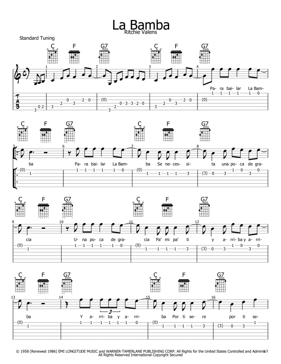 La Bamba Electric Guitar scores gallery preview page 1