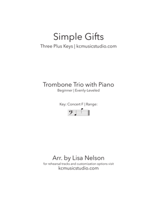 Simple Gifts - Trombone Trio with Piano Accompaniment