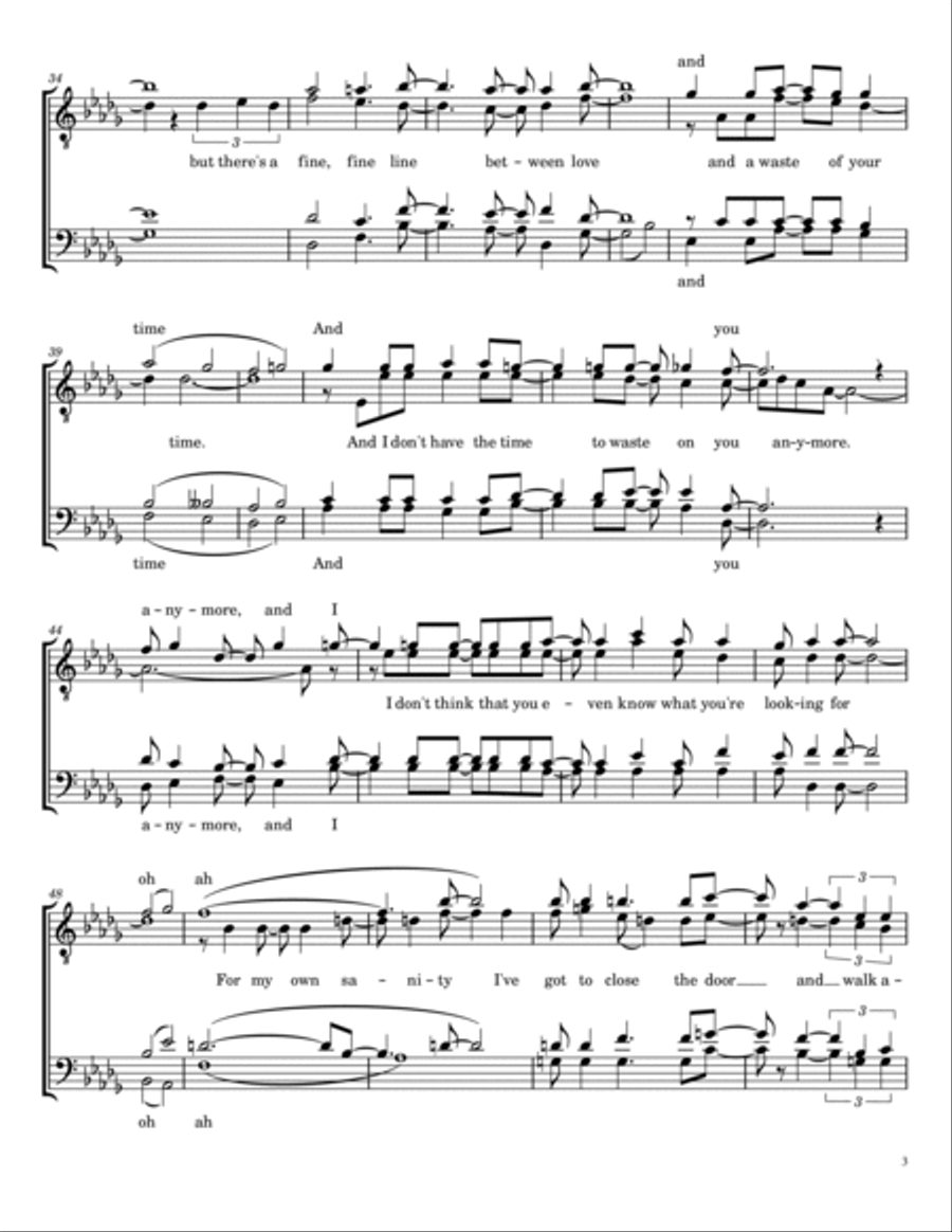There's A Fine, Fine Line TTBB scores gallery preview page 3