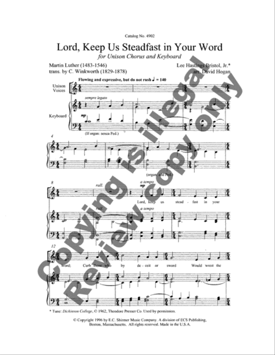 Lord, Keep Us Steadfast in Your Word Unison Choir scores gallery preview page 5