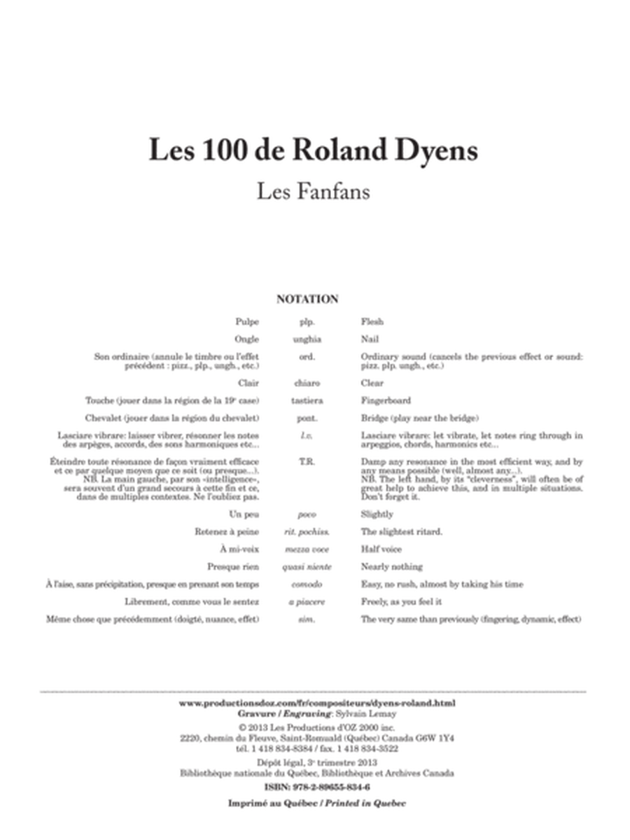 Les 100 de Roland Dyens - Les Fanfans