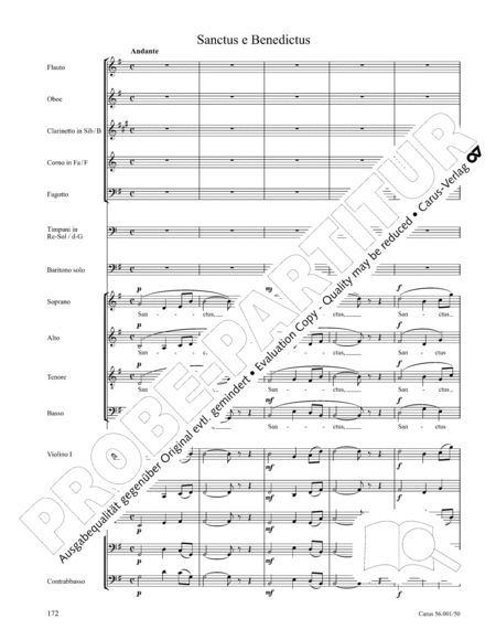 Messa a 4 voci con orchestra ("Messa di Gloria"). Arrangement for chamber orchestra arr. Joachim Linckelmann