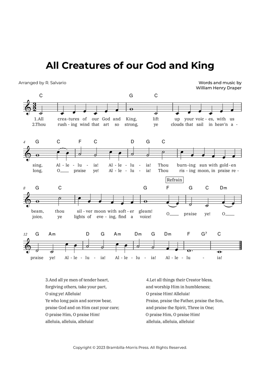 All Creatures of our God and King (Key of C Major) image number null
