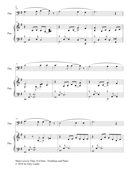 MORE LOVE TO THEE, O CHRIST (Duet – Trombone & Piano with Parts) image number null