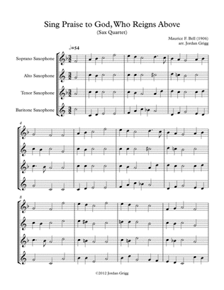 Sing Praise to God, Who Reigns Above (Sax Quartet)