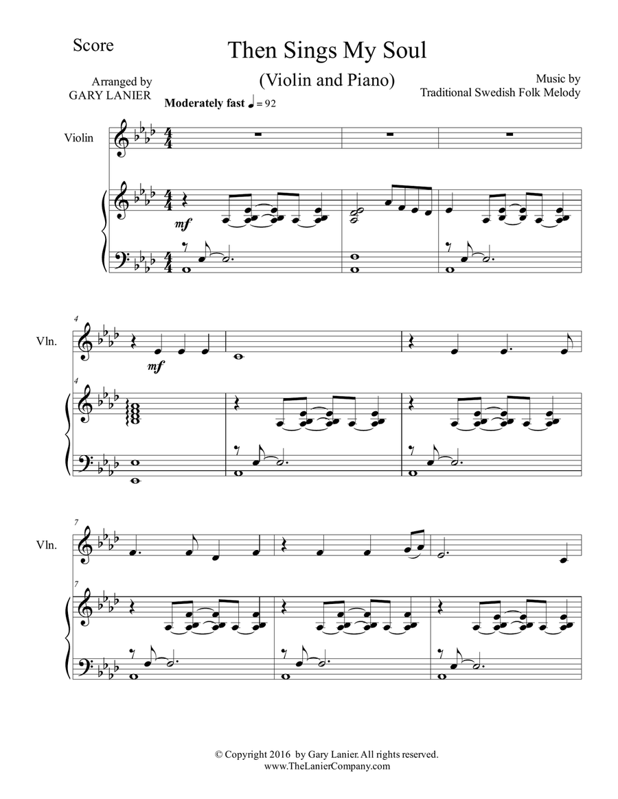 THEN SINGS MY SOUL (For Violin & Piano with Parts) Violin Solo scores gallery preview page 2