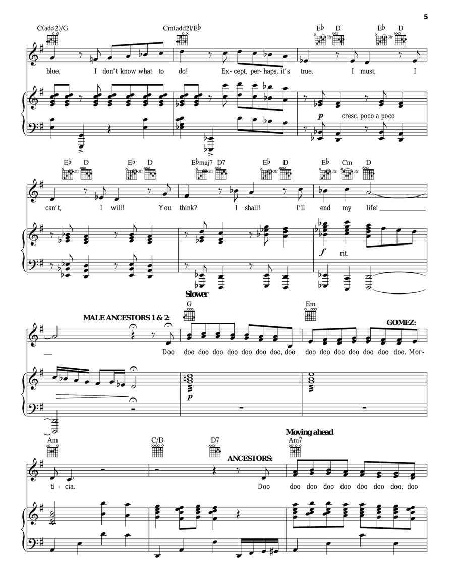 Morticia Piano, Vocal scores gallery preview page 5
