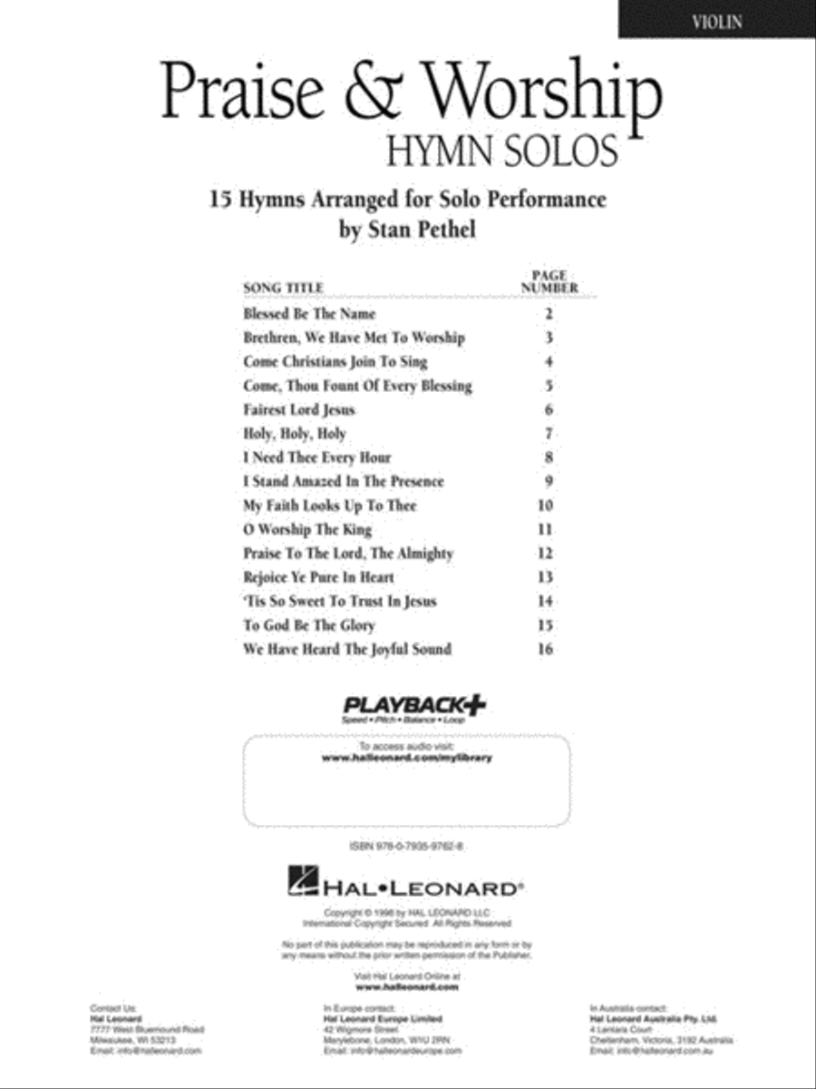 Praise & Worship Hymn Solos Violin Solo scores gallery preview page 2