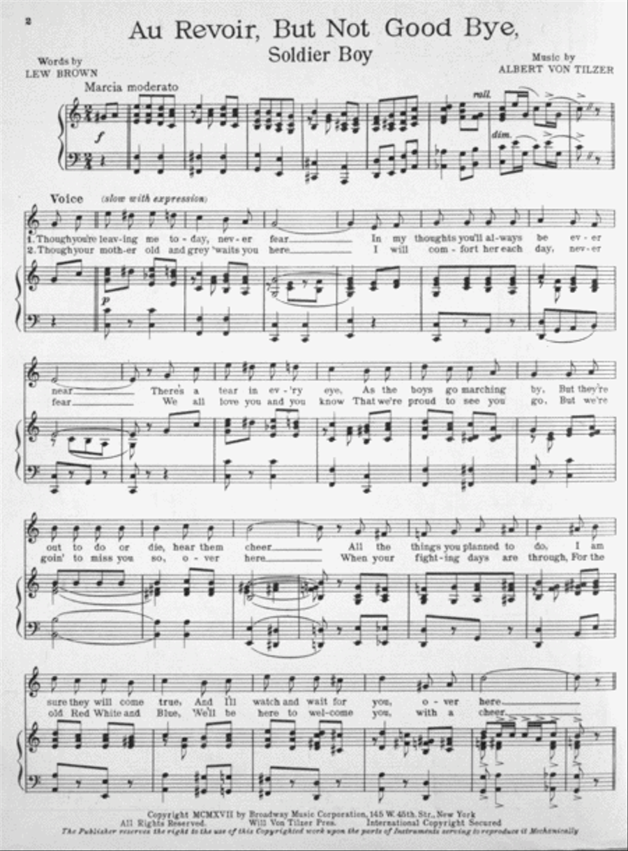 Au Revoir, But Not Good-Bye. (Soldier Boy) Voice scores gallery preview page 2