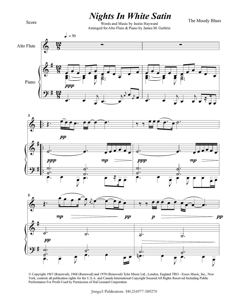 Nights In White Satin Flute Solo scores gallery preview page 1