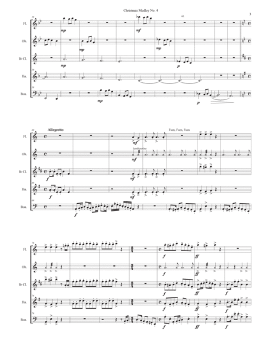 Christmas Medley No. 4 for wind quintet Woodwind Quintet scores gallery preview page 3