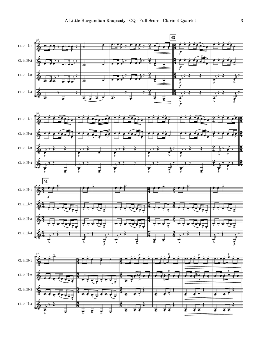 A Little Burgundian Rhapsody Clarinet Quartet scores gallery preview page 3