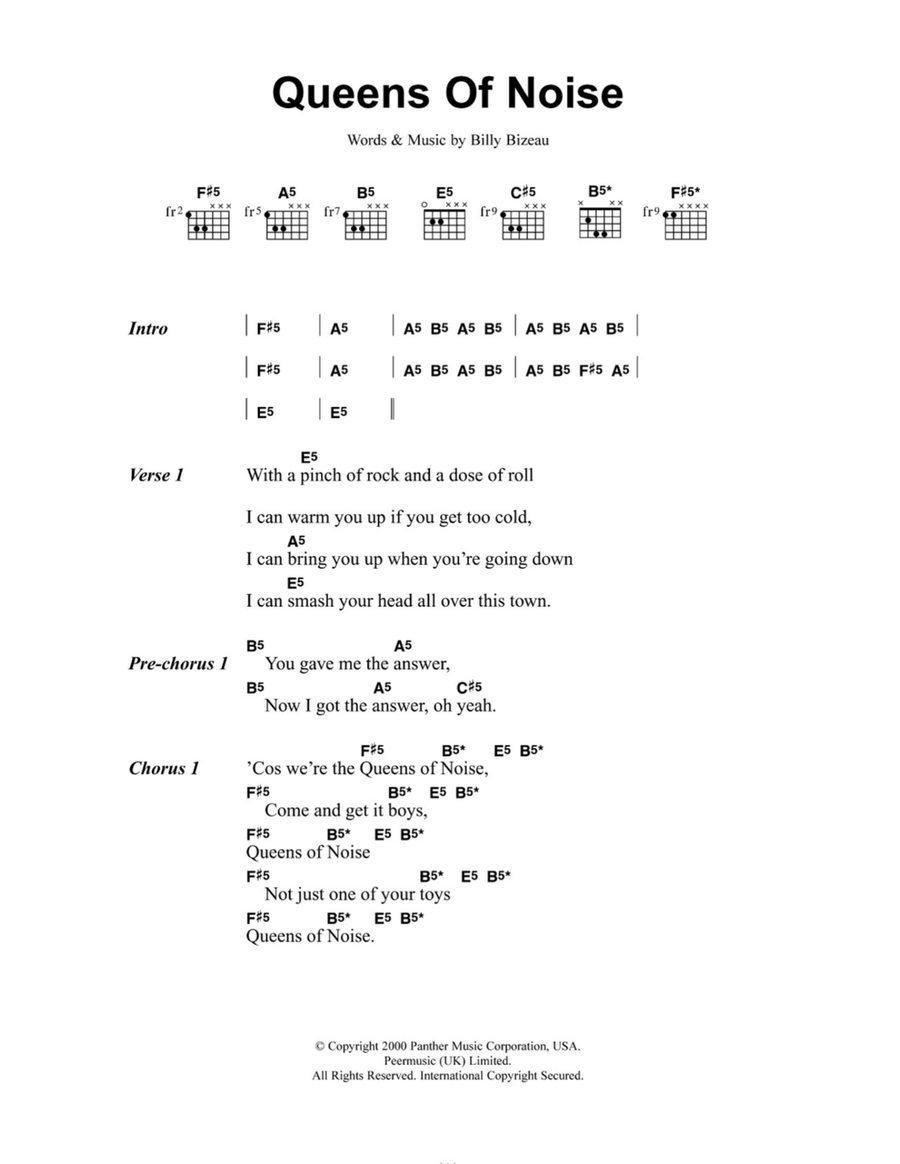Queens Of Noise Acoustic Guitar scores gallery preview page 1