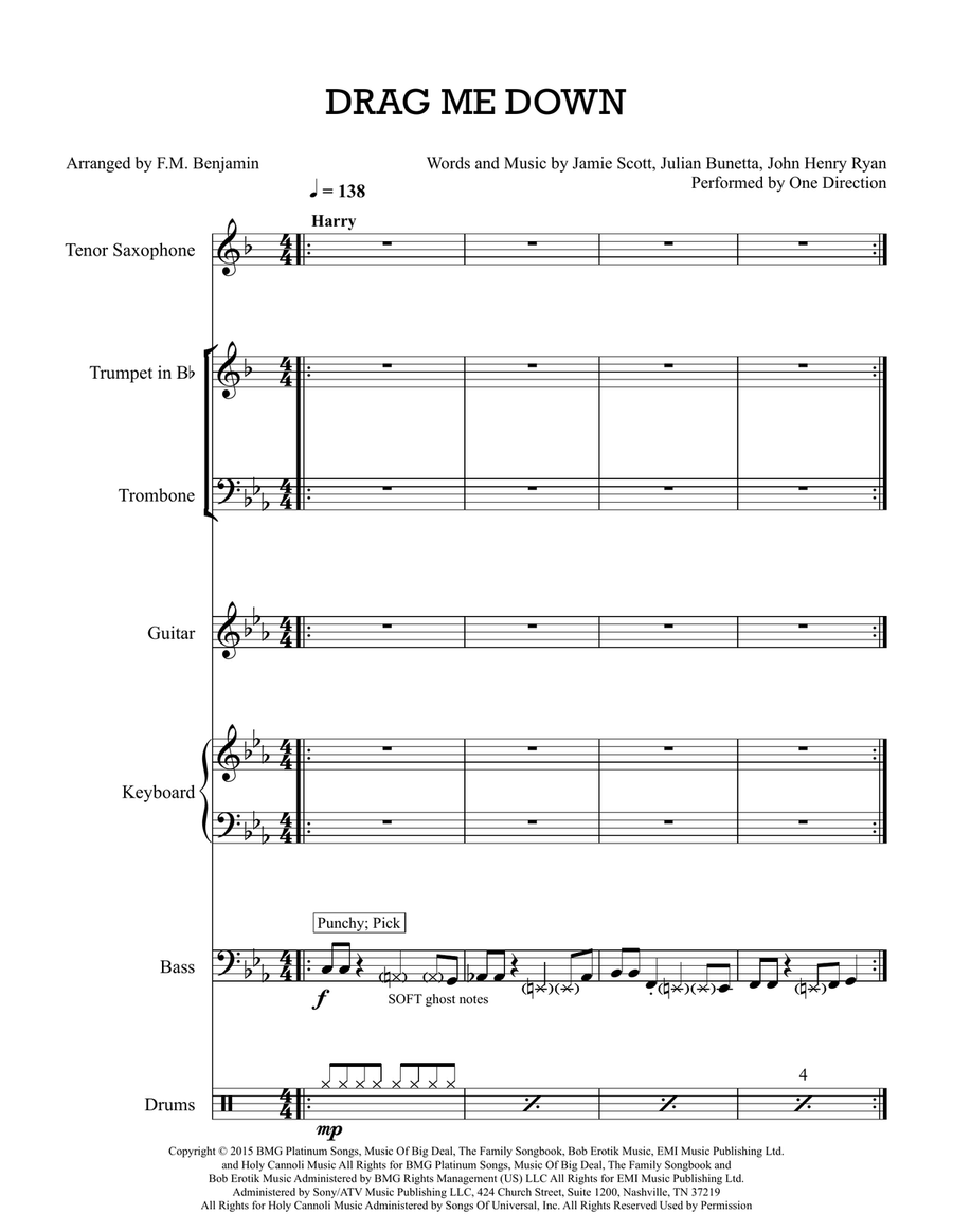 Drag Me Down Drag Me Down Cover Band scores gallery preview page 1