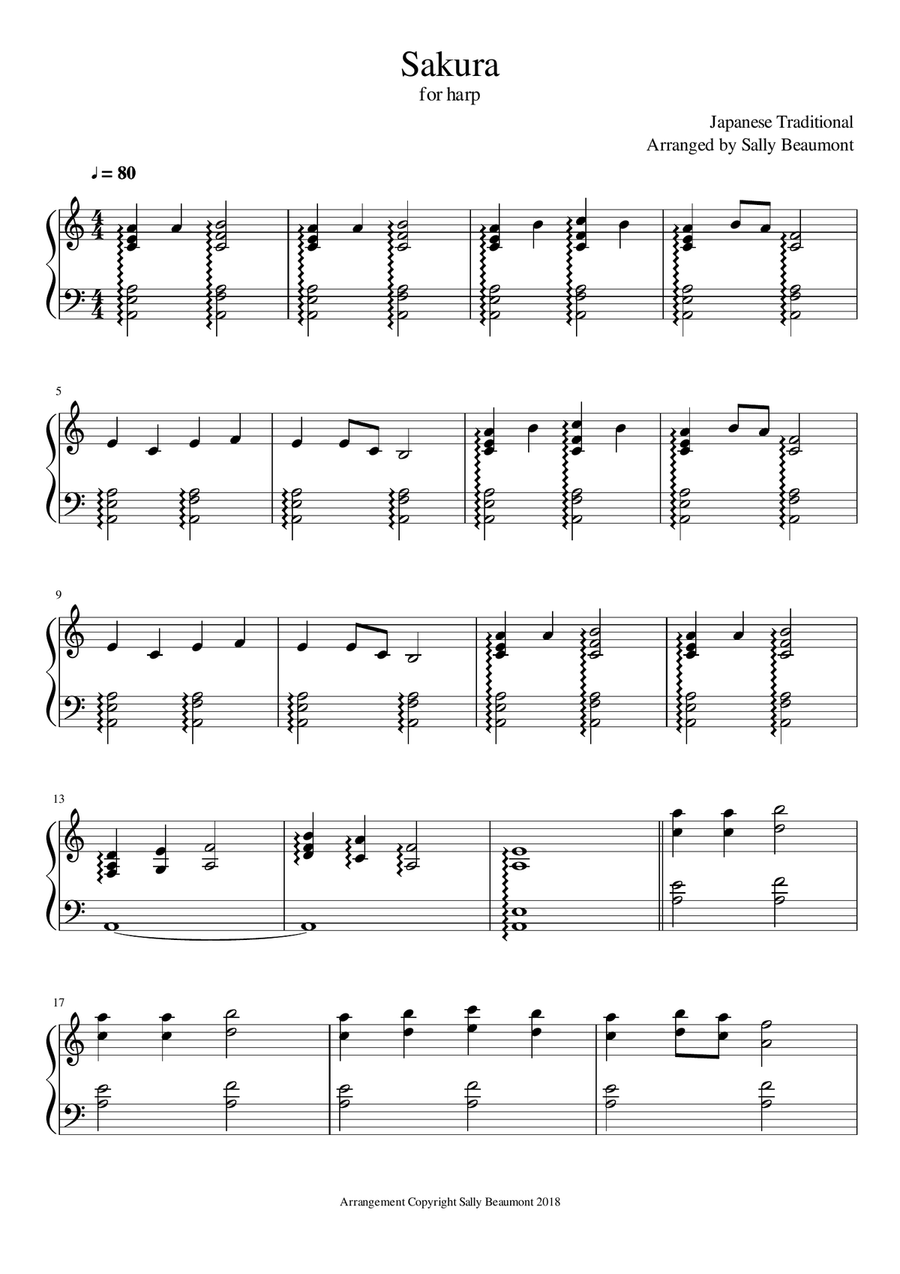 Sakura - Japanese Traditional for harp Harp scores gallery preview page 1