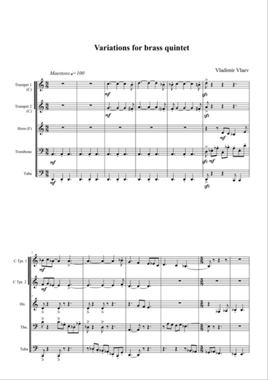 Variations for brass quintet Brass Quintet scores gallery preview page 3