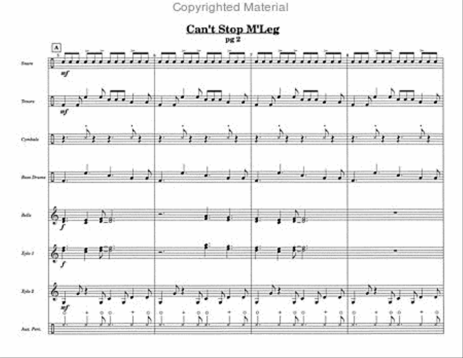 Can't Stop M'Leg Percussion Ensemble scores gallery preview page 4