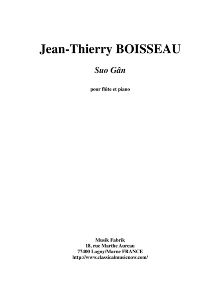 Traditional Welsh Lullaby: Suo Gân, arranged for flute and piano by Jean-Thierry Boisseau