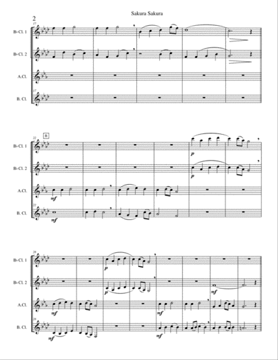 Sakura Sakura (clarinet quartet version) Clarinet Quartet scores gallery preview page 4